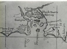 Mapa constando o Morro do Moreno no século XVI